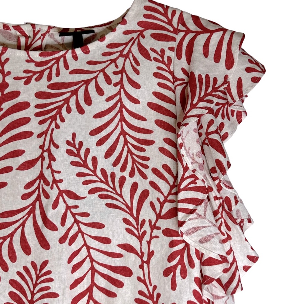 Who What Wear Women’s Red & Off White Linen Blend Sleeveless Ruffle Size XL NWT - Picture 3 of 10